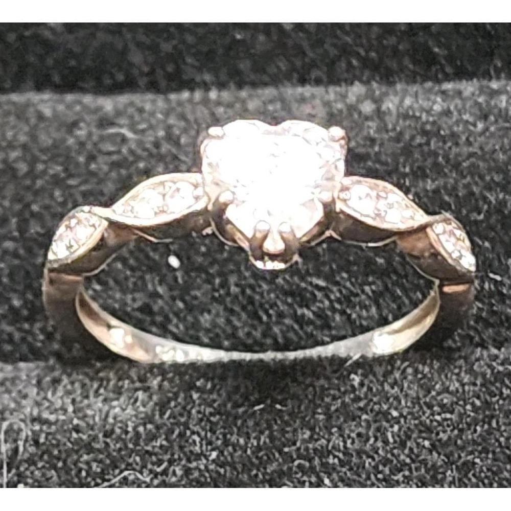 Engagement 925 Sterling Solitaire Heart Сut Cubic Zirconia Women Ring Sz 5 3/4